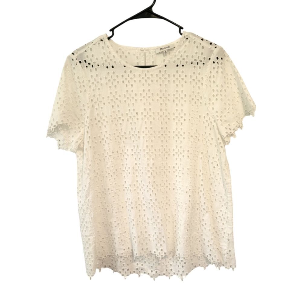 Madewell White Eyelet Lace Blouse Size Medium